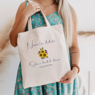 Yellow purple wildflower sunflower watercolor  tote bag