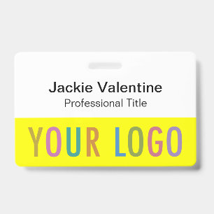 Yellow PVC Name Badge with Clip Reel or Lanyard ID Badge