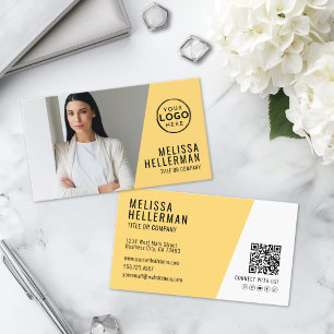 Yellow QR Code Company Your Logo Business Card