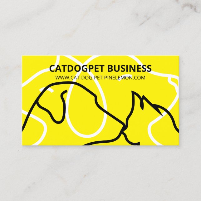Yellow Qr Code Logo Dogs Cats Pet Business Card (Front)