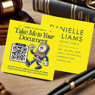 Yellow QR Code Notary Business Card