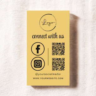 Yellow QR Connect With Us Business Logo Card
