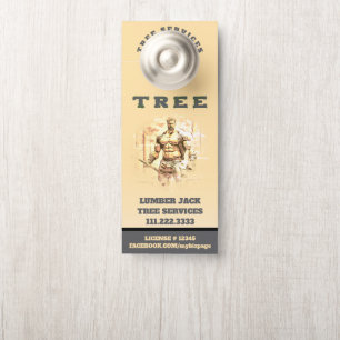 *~*  Yellow QR Lumber Jack TREE Tree Services Door Hanger