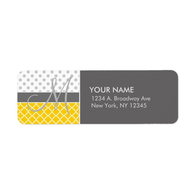 Yellow Quatrefoil and Grey Polka Dot Pattern (Front)