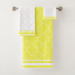 Yellow Quatrefoil Bath Towel Set
