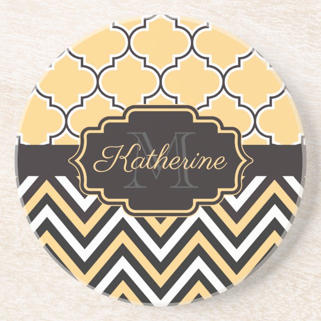 Yellow Quatrefoil Coaster (Front)