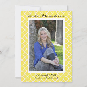 Yellow Quatrefoil - Graduation Announcement