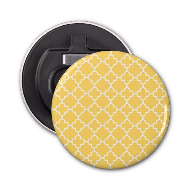 Yellow Quatrefoil Pattern Bottle Opener (Front)