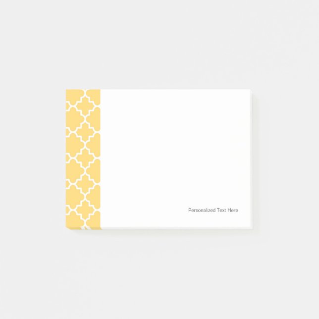 Yellow Quatrefoil Pattern Post-it Notes (Front)