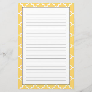 Yellow Quatrefoil Pattern Stationery