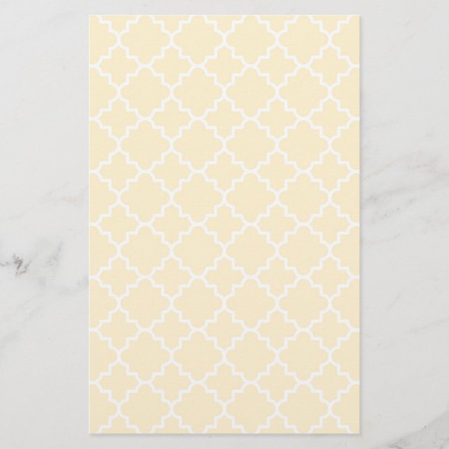 Yellow Quatrefoil Pattern Stationery (Front)