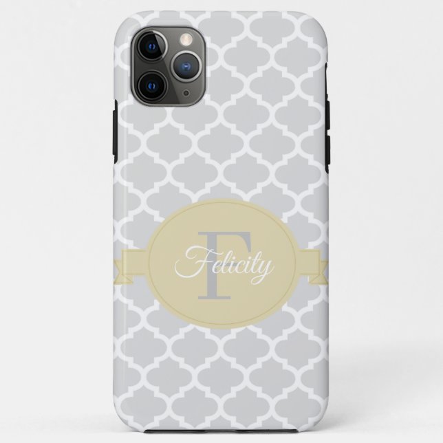 Yellow Quatrefoil Personalised Case-Mate iPhone Case (Back)