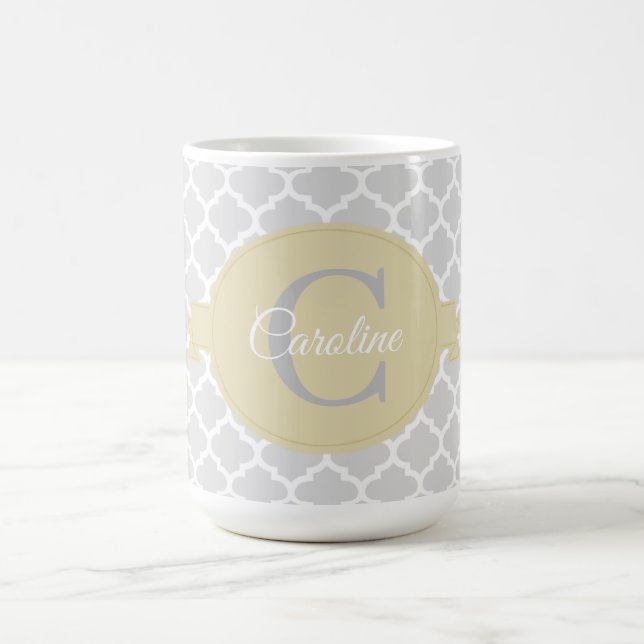 Yellow Quatrefoil Personalised Coffee Mug (Center)