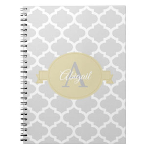 Yellow Quatrefoil Personalised Notebook