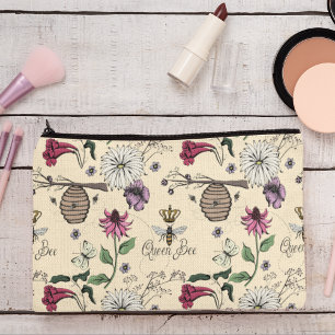 Yellow Queen Bee & Gold Crown Accessory Pouch