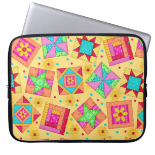Yellow Quilt Block Art Laptop Sleeve