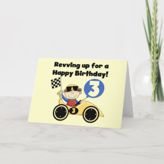 Yellow Race Car 3rd Birthday T-shirts and Gifts Card