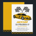 Yellow Race Car Racing Kids Boys Birthday Invitation<br><div class="desc">Cute design for kids,  boys or girls who love car racing,  sports car,  speed and driving toy car. Perfect for builder theme birthday party. You can customise the wording to fit other occasions.</div>