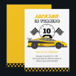 Yellow Racing Car Race Kids Boys Birthday Invitation<br><div class="desc">Cute design for kids,  boys or girls who love car racing,  sports car,  speed and driving toy car. Perfect for builder theme birthday party. You can customise the wording to fit other occasions.</div>