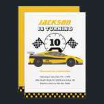 Yellow Racing Car Race Kids Boys Birthday Invitation<br><div class="desc">Cute design for kids,  boys or girls who love car racing,  sports car,  speed and driving toy car. Perfect for builder theme birthday party. You can customise the wording to fit other occasions.</div>