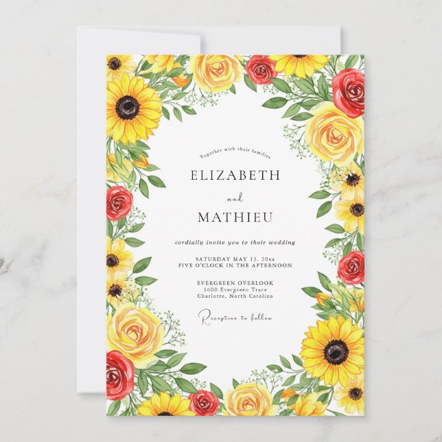Yellow Radiant Country Wedding Invitation (Front)