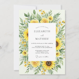 Yellow Radiant Sunflower Wedding Invitation