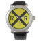 Yellow Railroad Crossing Sign Wrist Watch