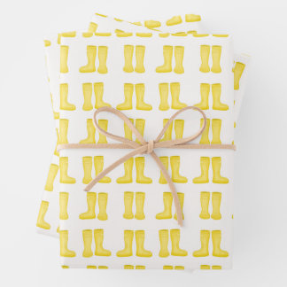 Yellow Rainboots Toddler Wellies Baby Shower Wrapping Paper Sheet