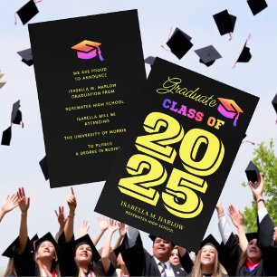 Yellow Rainbow Graduation Announcement
