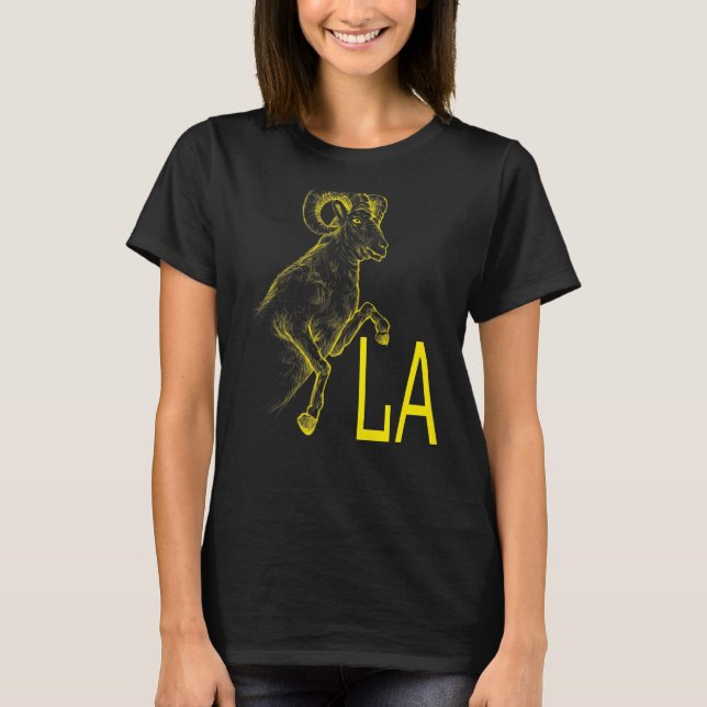 Yellow Ram La Blue California Los Angeles T-Shirt (Front)