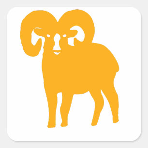 Yellow Ram Silhouette Square Sticker