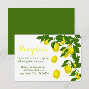 Yellow Reception Watercolor Lemons Green Wedding Invitation