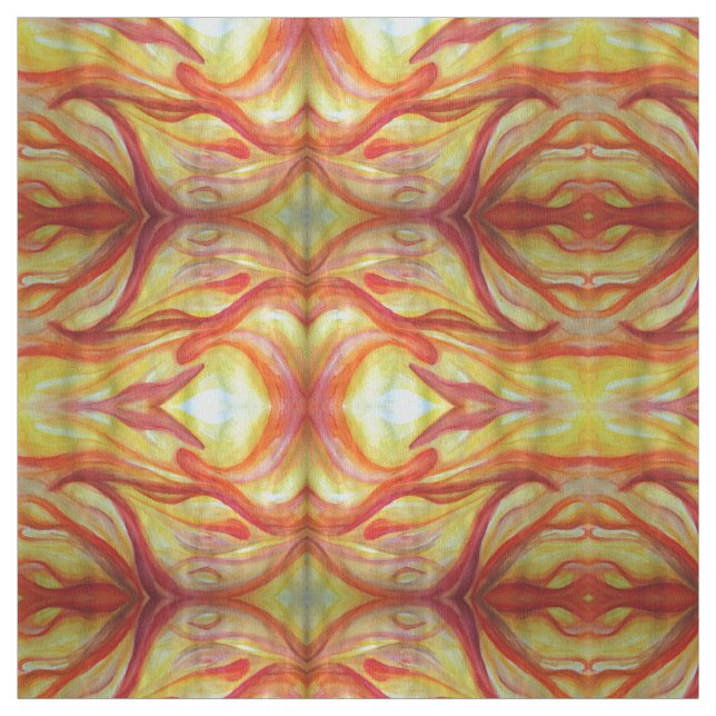Yellow & red Abstract Art Watercolor fabric (Swatch)