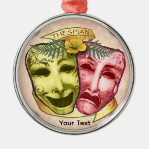 Yellow Red Actor Masks Metal Tree Decoration