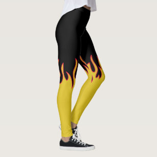 Yellow, Red and Black Fire Flames Leggings