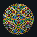 Yellow, Red and Blue Stained Glass Dartboard<br><div class="desc">Colourful yellow,  green,  red and blue stained glass art design. Also with other matching home decor and gift items.
 
 By celeste@khoncepts.com</div>