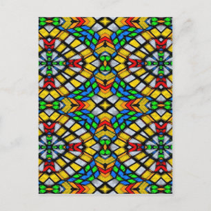 Yellow, Red and Blue Stained Glass Postcard
