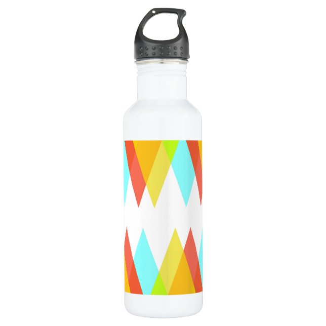 Yellow, red and cadet blue triangles 710 ml water bottle (Front)