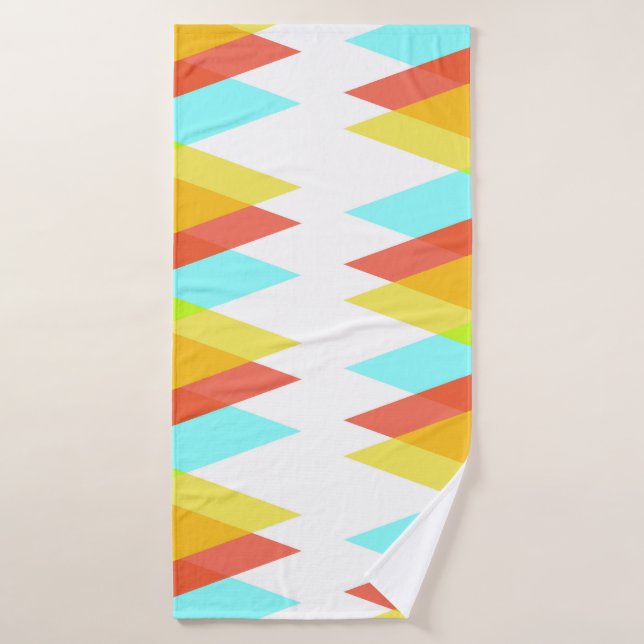 Yellow, red and cadet blue triangles bath towel (Bath Towel)