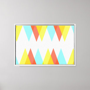 Yellow, red and cadet blue triangles canvas print