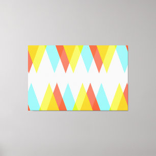 Yellow, red and cadet blue triangles canvas print