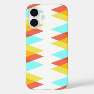 Yellow, red and cadet blue triangles iPhone 16 case