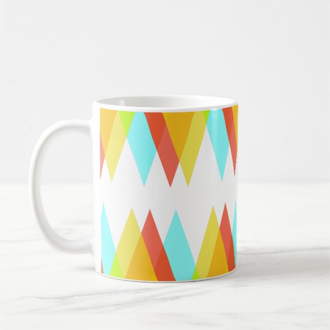 Yellow, red and cadet blue triangles coffee mug (Left)