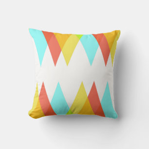 Yellow, red and cadet blue triangles cushion