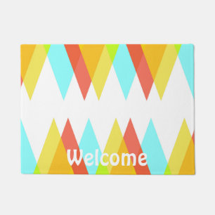 Yellow, red and cadet blue triangles doormat