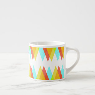 Yellow, red and cadet blue triangles espresso cup