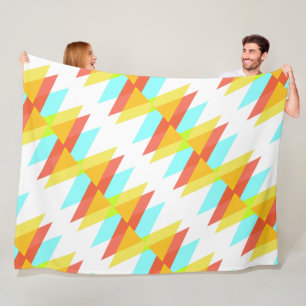 Yellow, red and cadet blue triangles fleece blanket