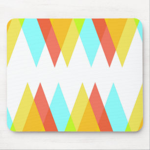 Yellow, red and cadet blue triangles mouse pad