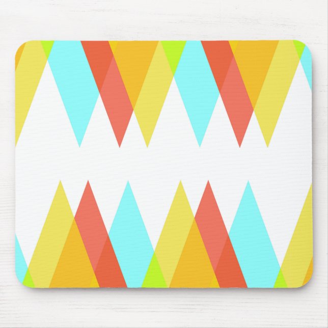 Yellow, red and cadet blue triangles mouse pad (Front)