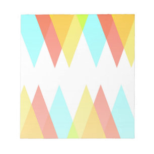Yellow, red and cadet blue triangles notepad